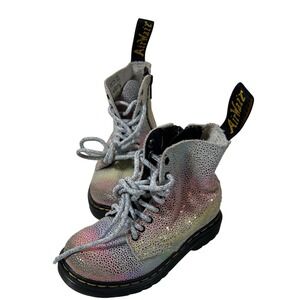 Dr. Martens Iridescent Rainbow Boots Kids Size Glitter Sparkle - Size 7c